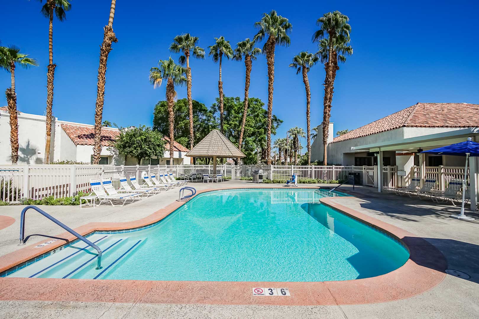 A crisp pool at VRI Americas' Desert Breezes Resort in California